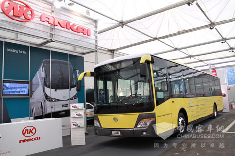 來(lái)自中國(guó)安凱的純電動(dòng)客車(chē)登陸歐洲，中國(guó)第一臺(tái)走出國(guó)門(mén)的純電動(dòng)客車(chē)，全場(chǎng)唯一的純電動(dòng)客車(chē)